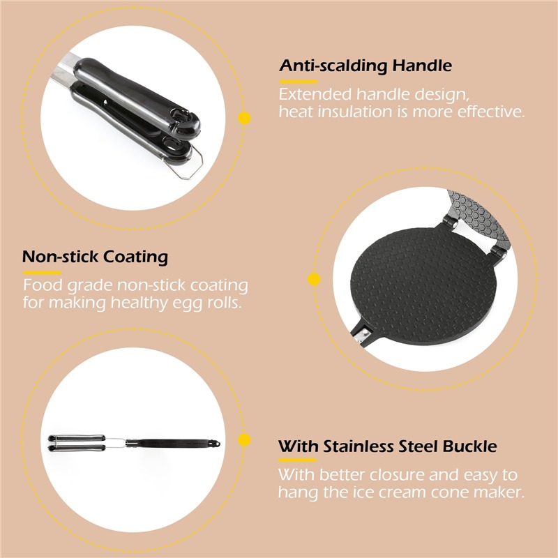 22cm Non-Stick Egg Roll Waffle - Waffle Cone Maker review and price